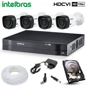 Kit 4 Câmeras de Segurança HDCVI Completo c/ DVR MHDX 1004 Intelbras